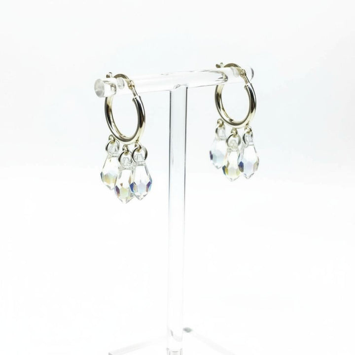 Handmade Sterling Silver Crystal Drop Hoops