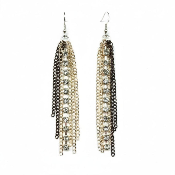 Rhinestone Crystal Chain Fringe Earrings