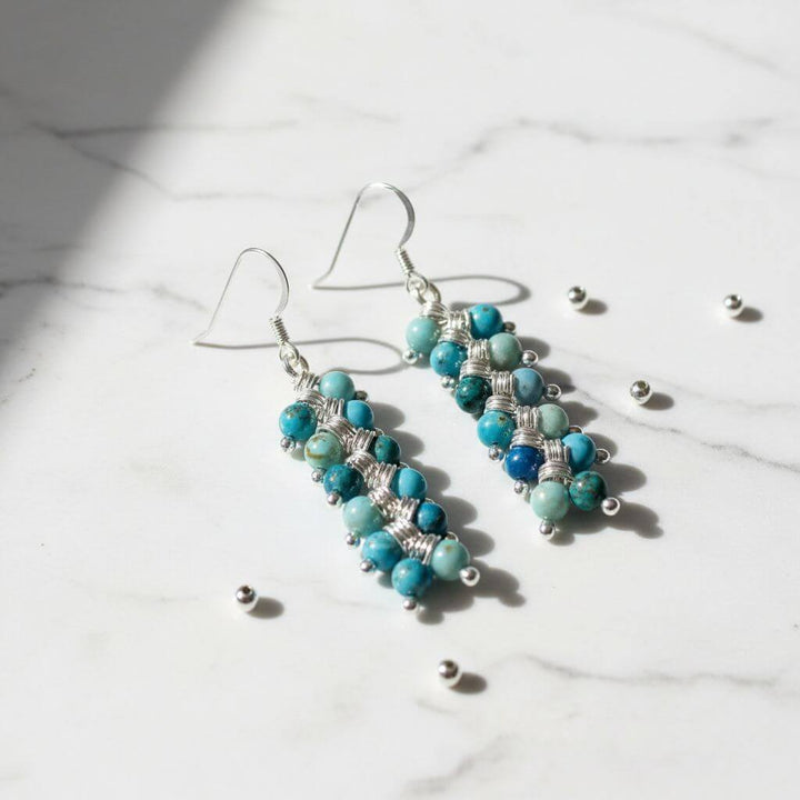 As Seen On TV Jane The Virgin Sterling Silver Turquoise Wire Wrapped Earrings
