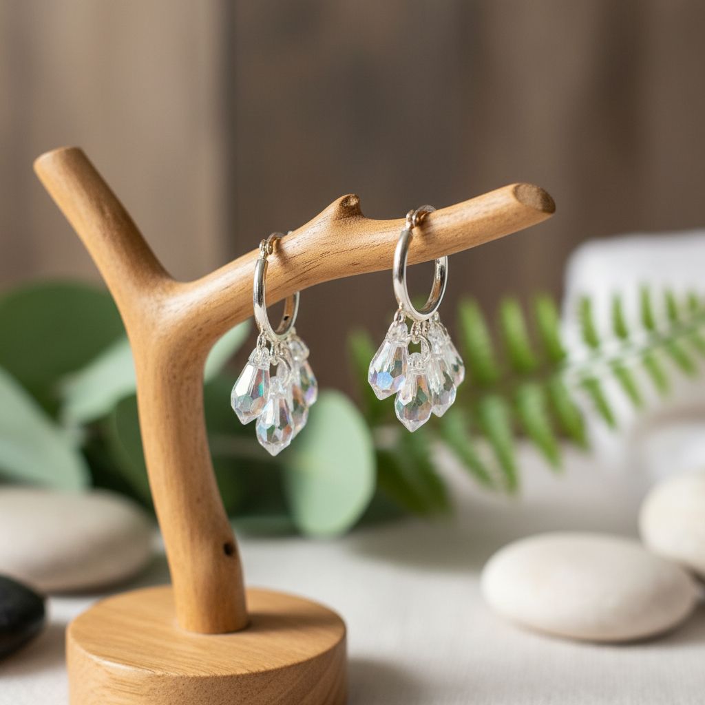 Handmade Sterling Silver Crystal Drop Hoops