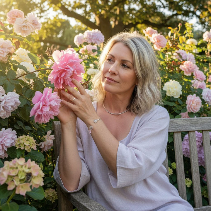 Pink Crystal Breast Cancer Awareness Rose Quartz Bead Ball End Cuff