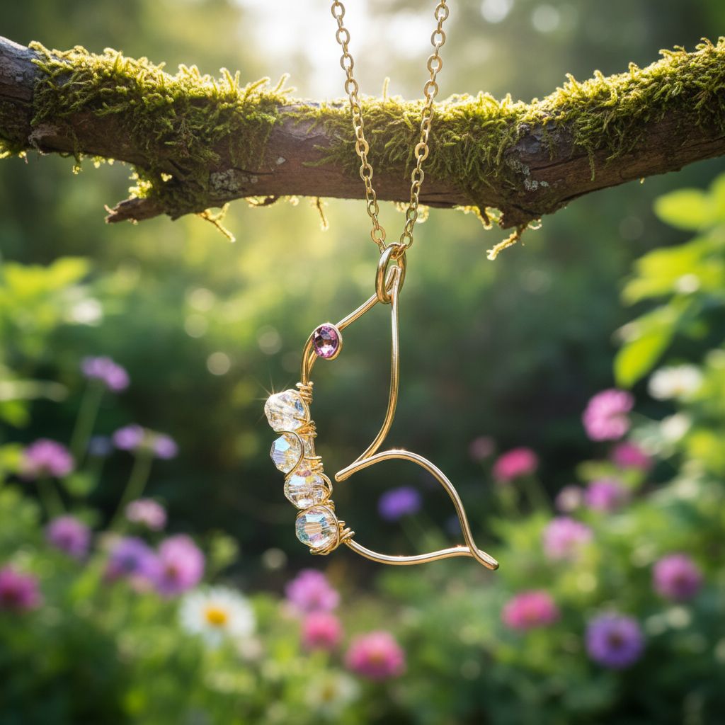 Wire Sculpted Crystal Butterfly Necklace Natalia