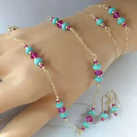 Hot Pink And Turquoise Gemstone Jewelry - Alexa Martha Designs