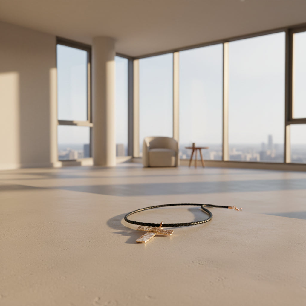 Copper Sterling Silver Hammer Forged Masculine Cross Necklace