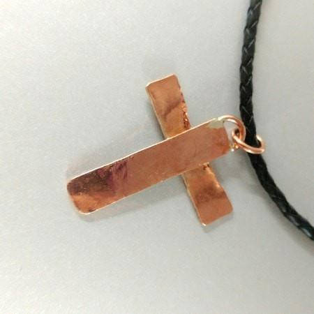 Copper Sterling Silver Hammer Forged Masculine Cross Necklace