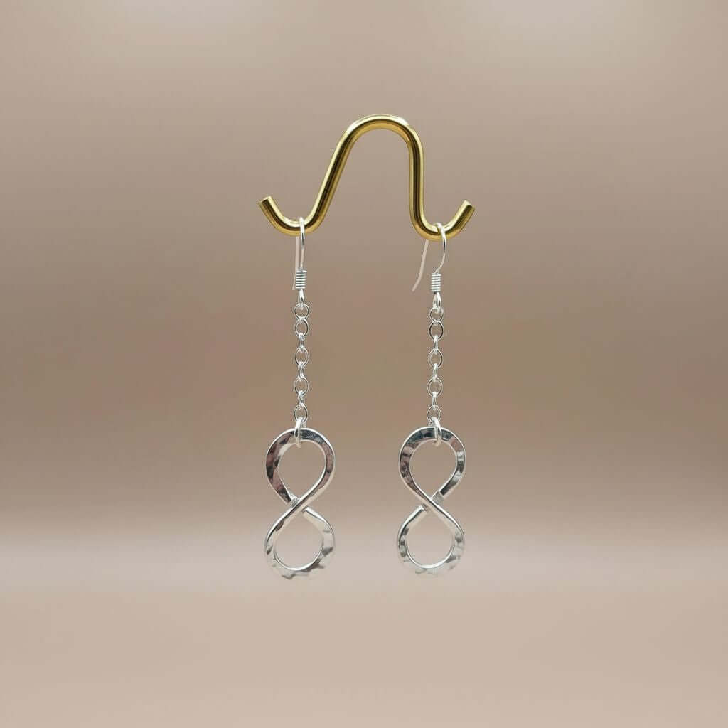 Sterling Silver Hammer Patterned Infinity Earrings