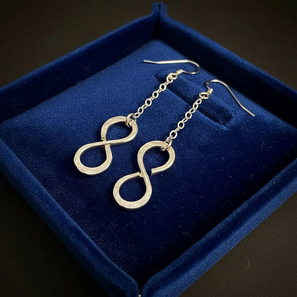 Sterling Silver Hammer Patterned Infinity Earrings