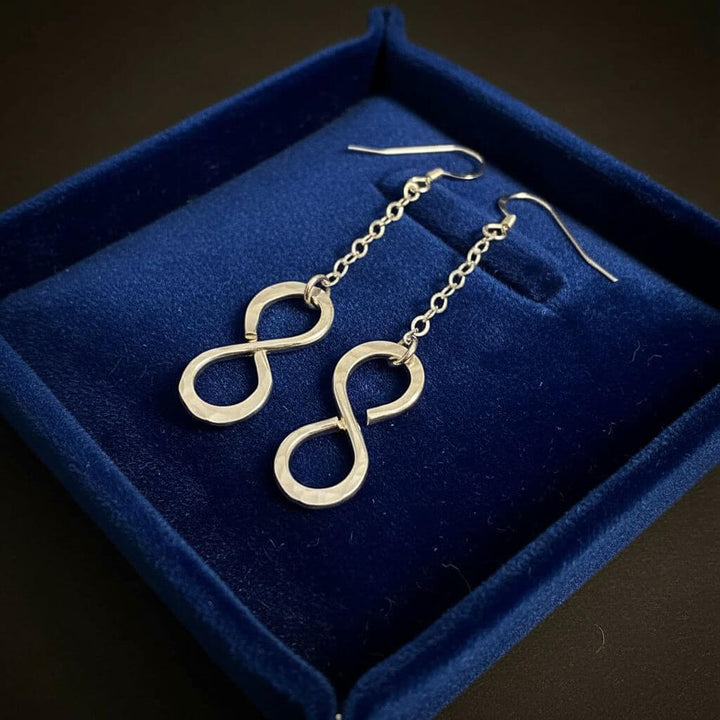 Sterling Silver Hammer Patterned Infinity Earrings