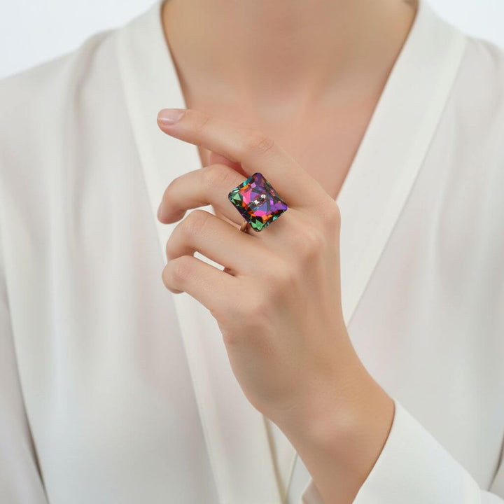 As Seen On TITUSS BURGESS and ASIA MONET RAY Volcano Crystal Button Ring