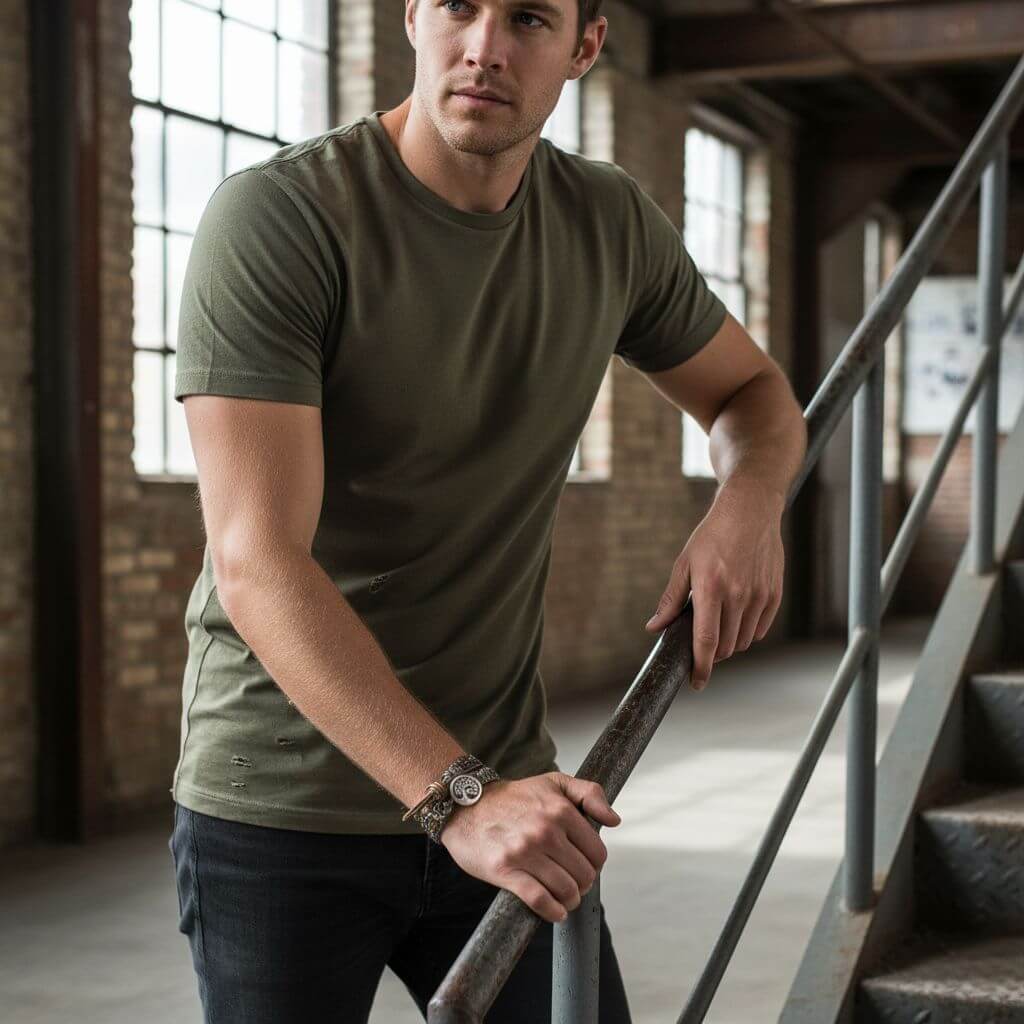 Men's Leather Wrap Bracelet Tree of Life Intricately Beaded