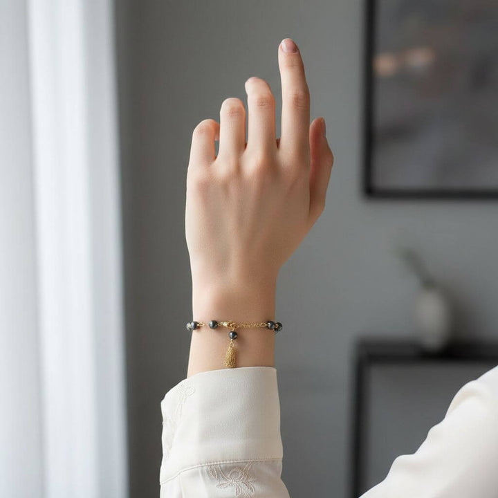 Adjustable 14 KT Gold Filled Hematite Gold Chain Tassel Bracelets