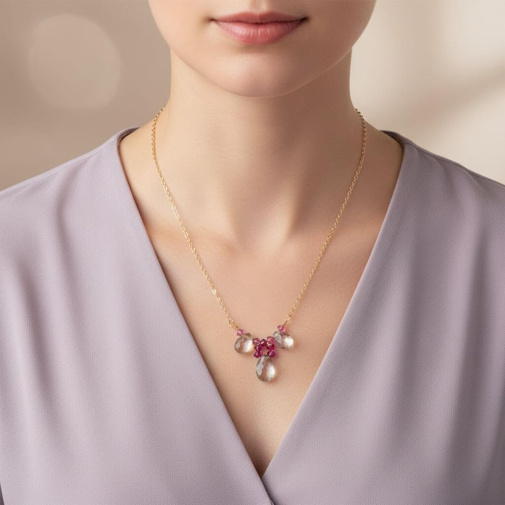 Adjustable Gold Filled Wire Wrapped Gemstone Necklace