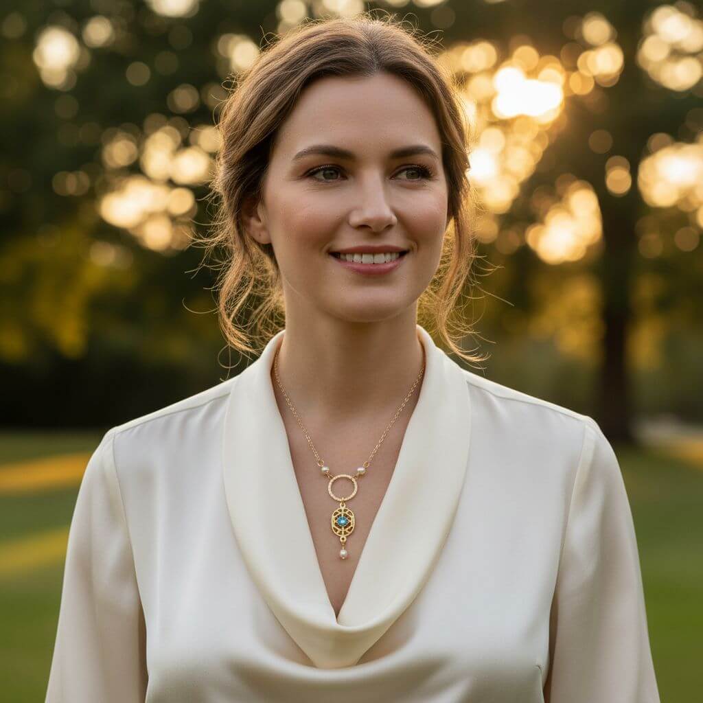 14 K Gold-Filled Hammered Open Circle Filigree Necklace