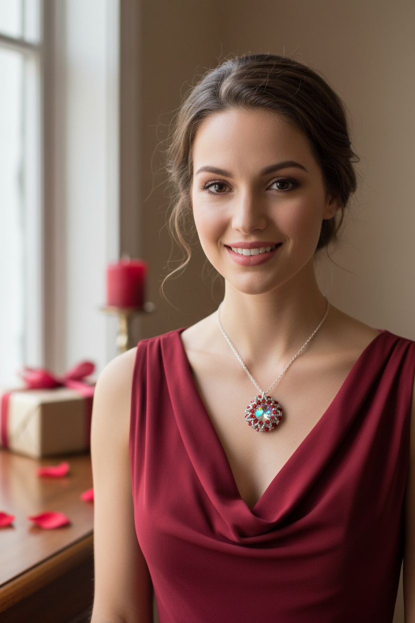 Handmade Beaded Super Sparkly Swarovski Rosette Star Pendant Necklace