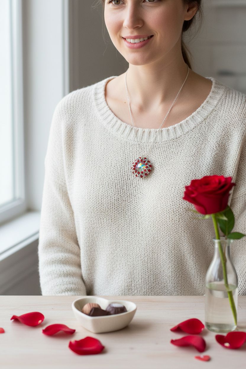 Handmade Beaded Super Sparkly Swarovski Rosette Star Pendant Necklace