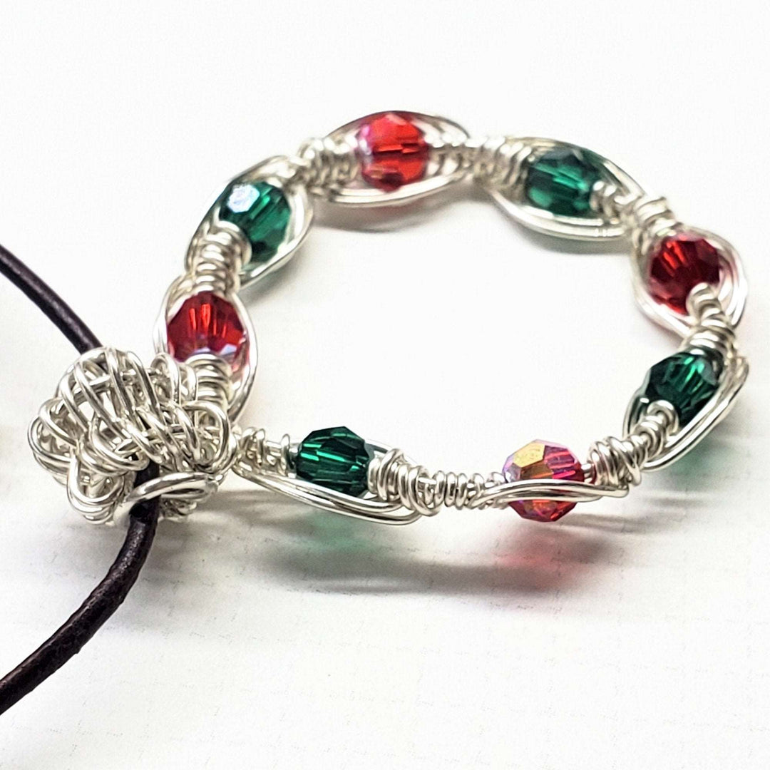 AMDCHB1155-1-AMDCHB1155-2-AMDCHB1155-3-AMDCHB1155-4-AMDCHB1155-5-AMDCHB1155-6 2025 Limited Edition Wire Woven Sterling Silver Red and Green Crystal Wreath Christmas Bundle - Jewelry Set - Alexa Martha Designs   9939274793264