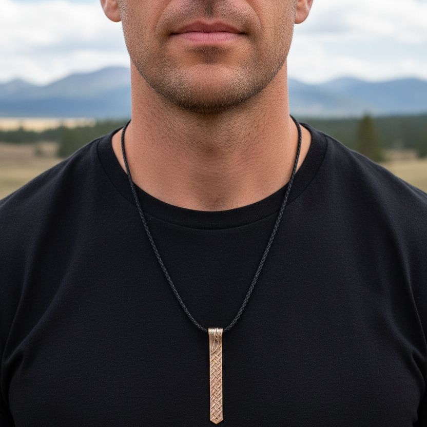 Copper Weave Embossed Necktie Necklace