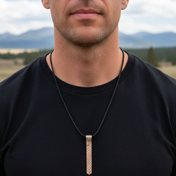 Copper Weave Embossed Necktie Necklace