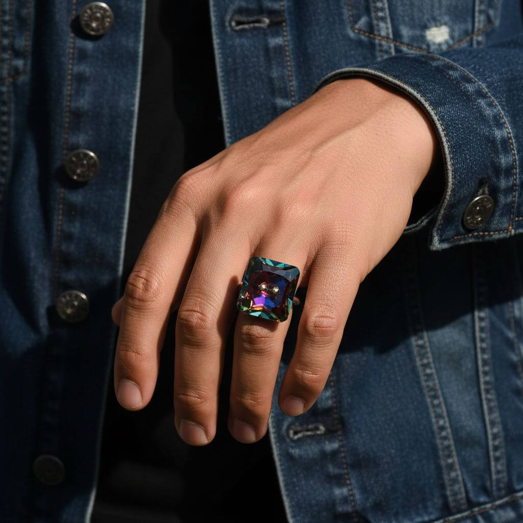 As Seen On TITUSS BURGESS and ASIA MONET RAY Volcano Crystal Button Ring