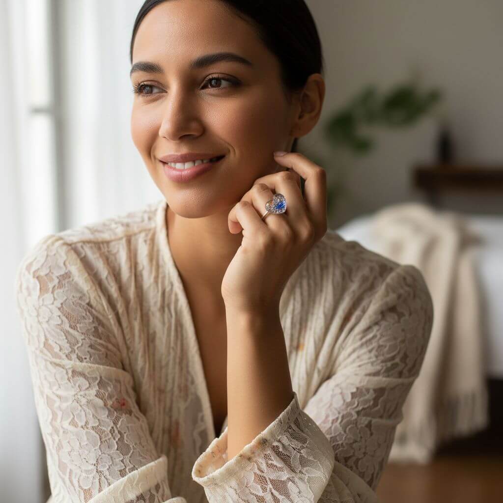 Super Sparkly I LOVE YOU Crystal Heart Bling Ring