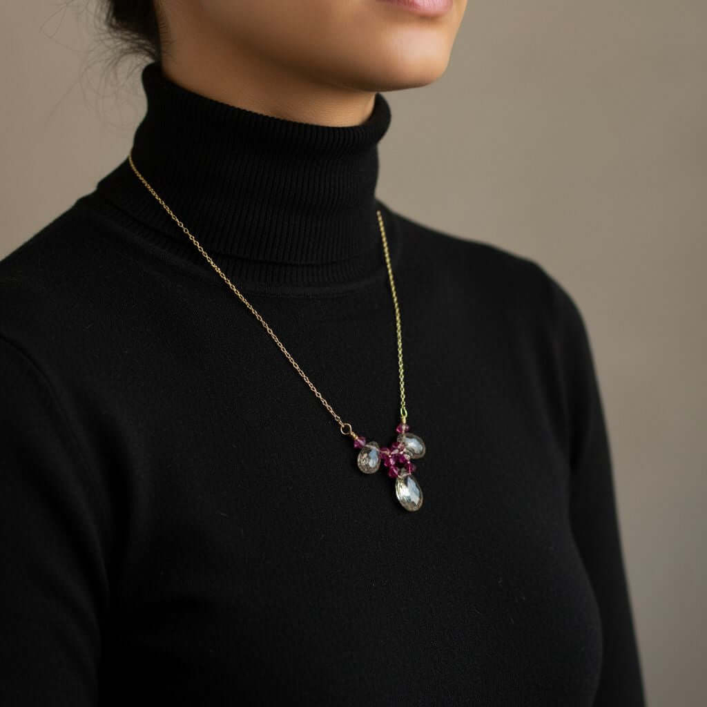 Adjustable Gold Filled Wire Wrapped Gemstone Necklace