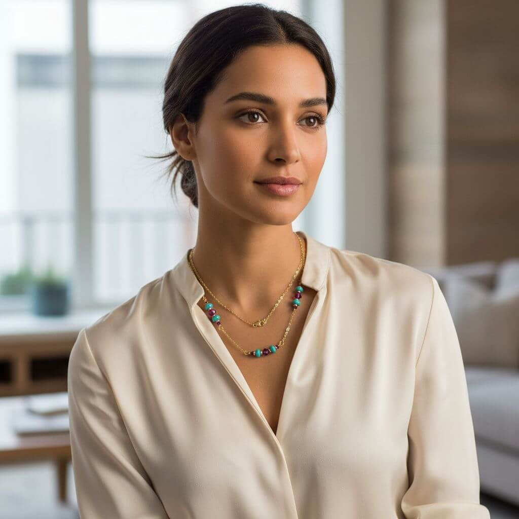 Super Dainty Wire Wrapped Gold Filled Pink Turquoise Gemstone Necklace