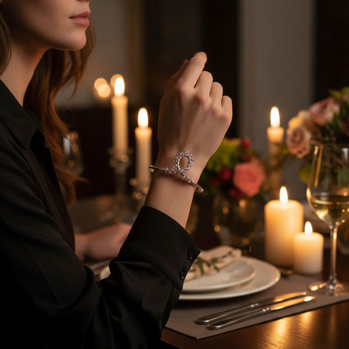 Lavender Crystal Cancer Ribbon Awareness Bangle
