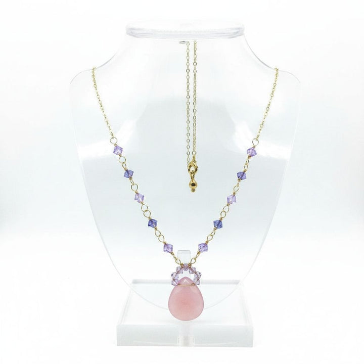 Purple Chalcedony Drop 14 KT Gold Filled Gemstone Necklace