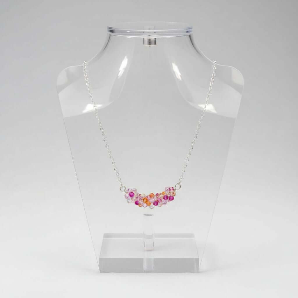 Silver Multi Color Spring Blossom Crystal Necklace