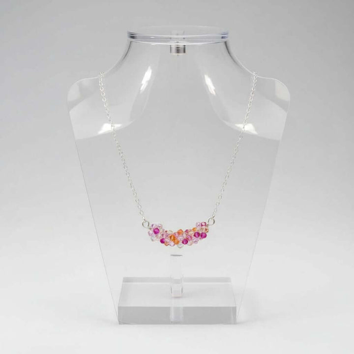Silver Multi Color Spring Blossom Crystal Necklace