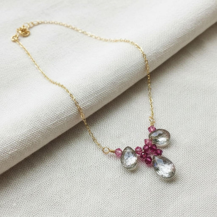 Adjustable Gold Filled Wire Wrapped Gemstone Necklace