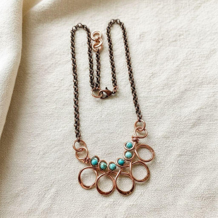 As Seen on Ashley Liao Copper Turquoise Wire Wrapped Necklace