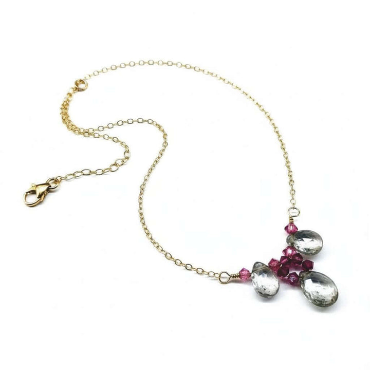 Adjustable Gold Filled Wire Wrapped Gemstone Necklace