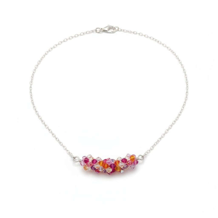 Silver Multi Color Spring Blossom Crystal Necklace