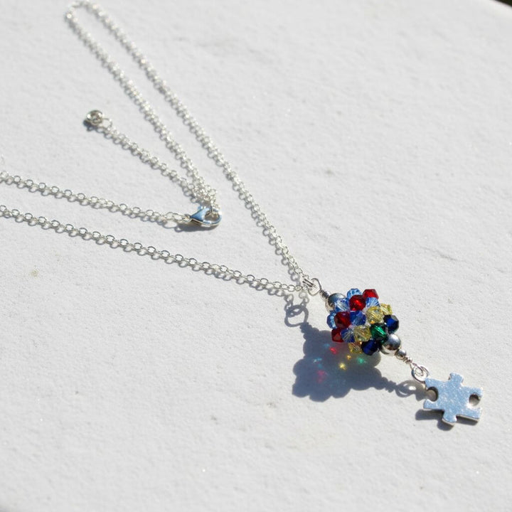 Sterling Silver Autism Awareness Crystal Barrel Necklace
