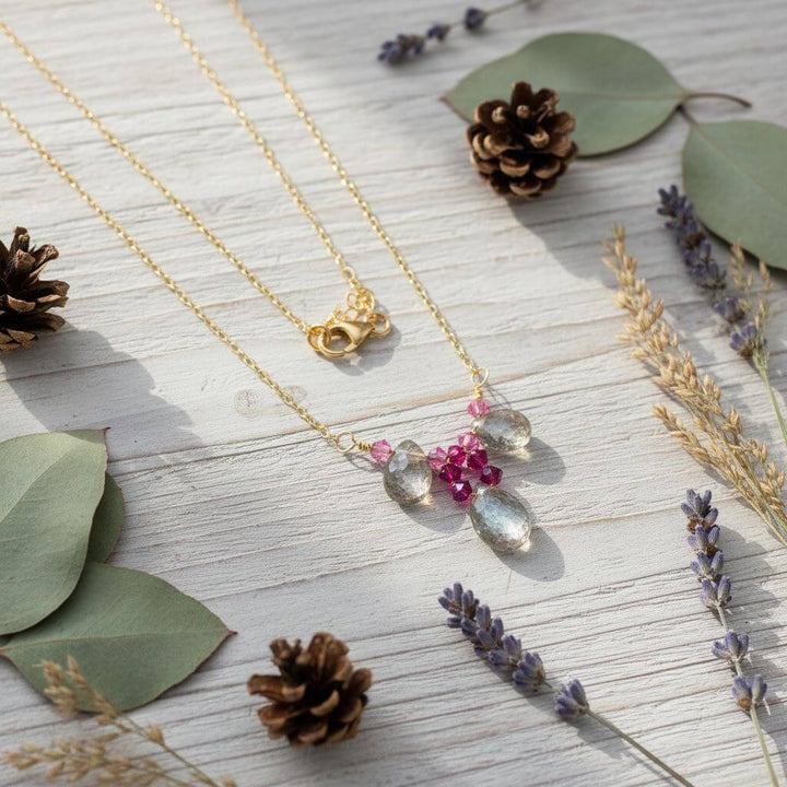 Adjustable Gold Filled Wire Wrapped Gemstone Necklace