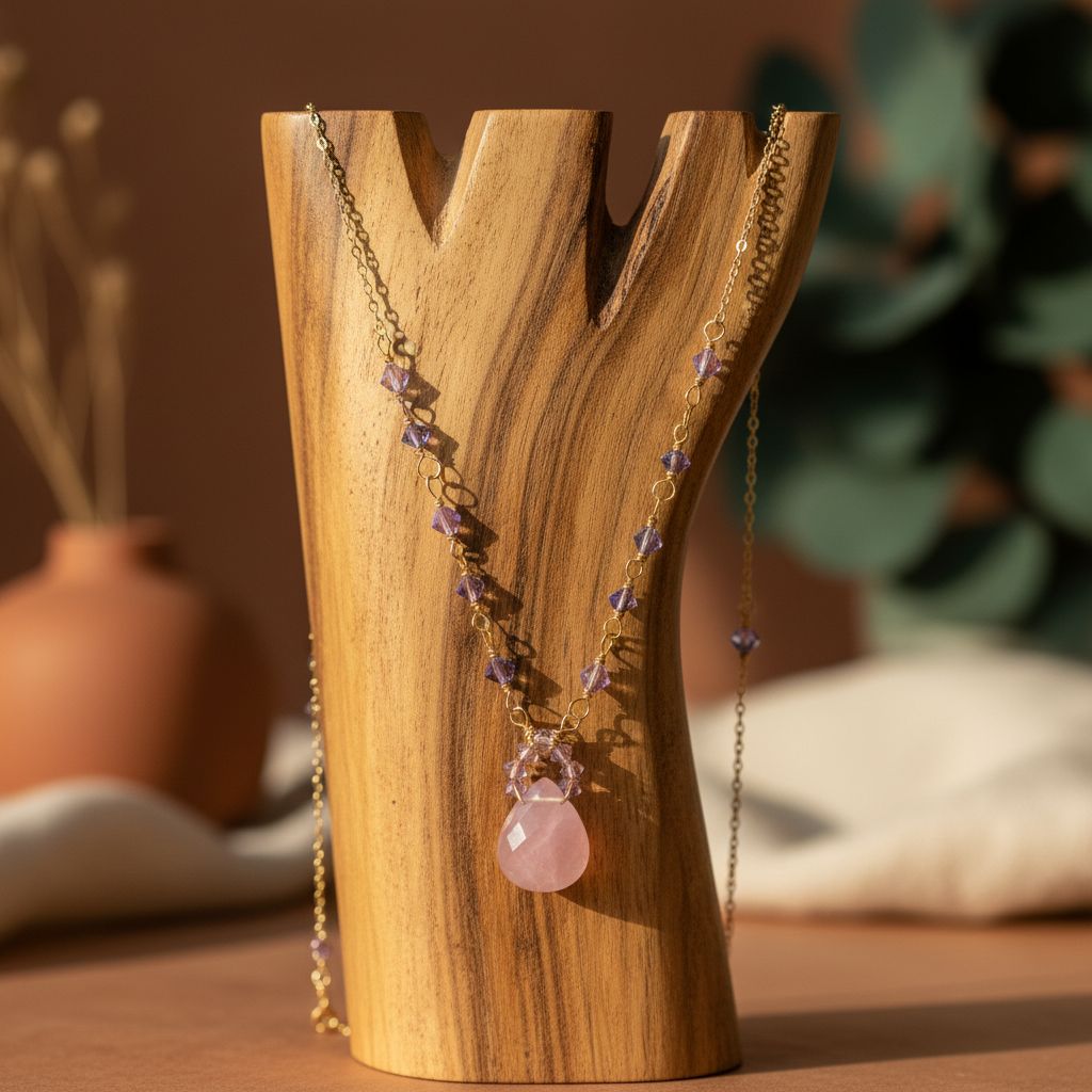 Purple Chalcedony Drop 14 KT Gold Filled Gemstone Necklace