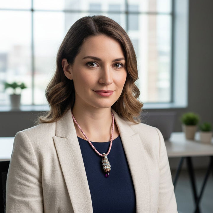 Copper Silver Tubular Wire Coiled  Fuchsia Crystal  Drop Pendant Necklace