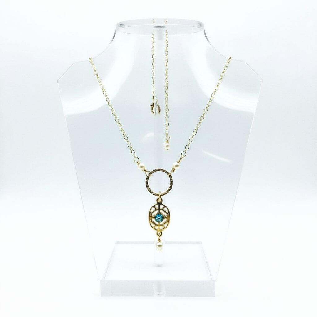 14 K Gold-Filled Hammered Open Circle Filigree Necklace