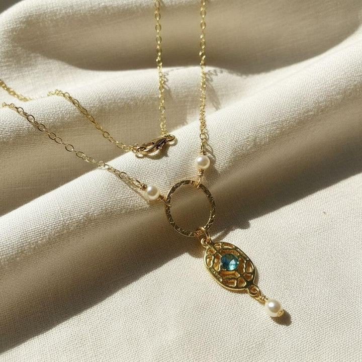 14 K Gold-Filled Hammered Open Circle Filigree Necklace