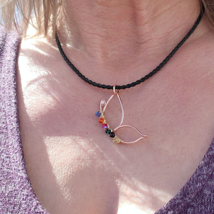 Crystal Wire Wrapped Butterfly Autism Awareness Necklace