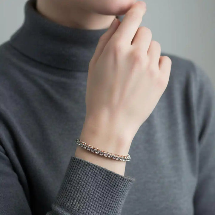 Catch-Free Crystal Rhinestone Tennis Bracelet Bangle worn on a model&