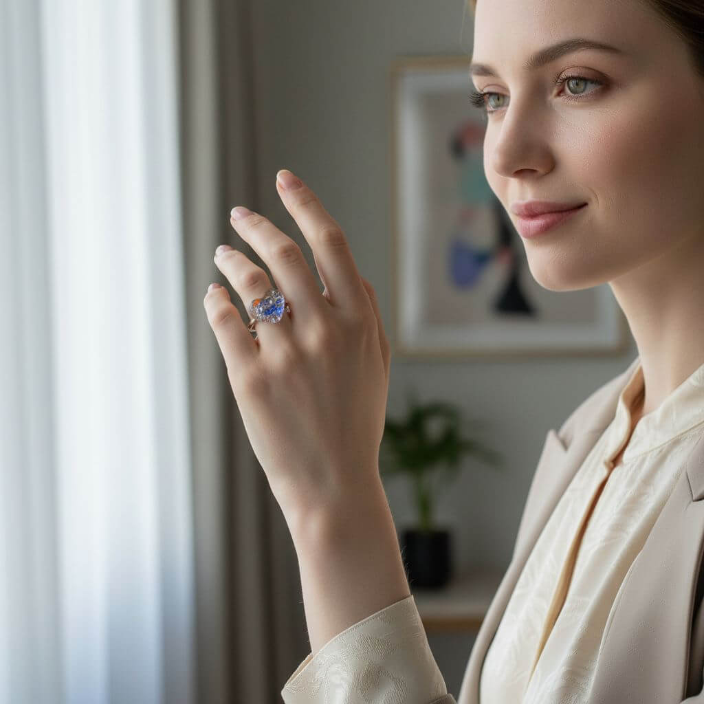 Super Sparkly I LOVE YOU Crystal Heart Bling Ring