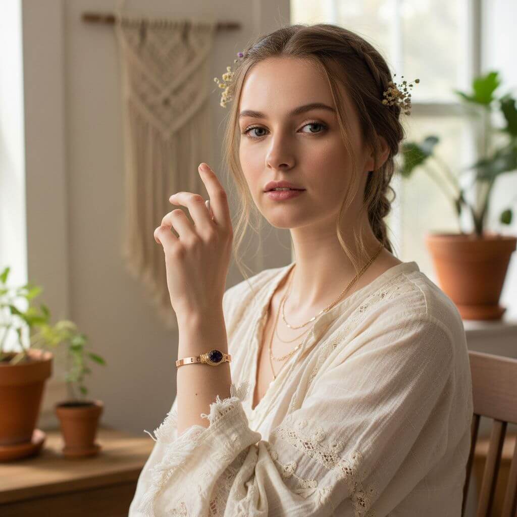 LOVE Stamped Gold Wire Wrapped Purple Druzy Copper Cuff