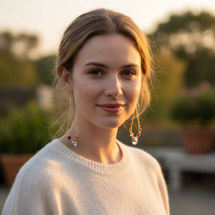 Mystic Rainbow Quartz Drop Gold Filled Earrings