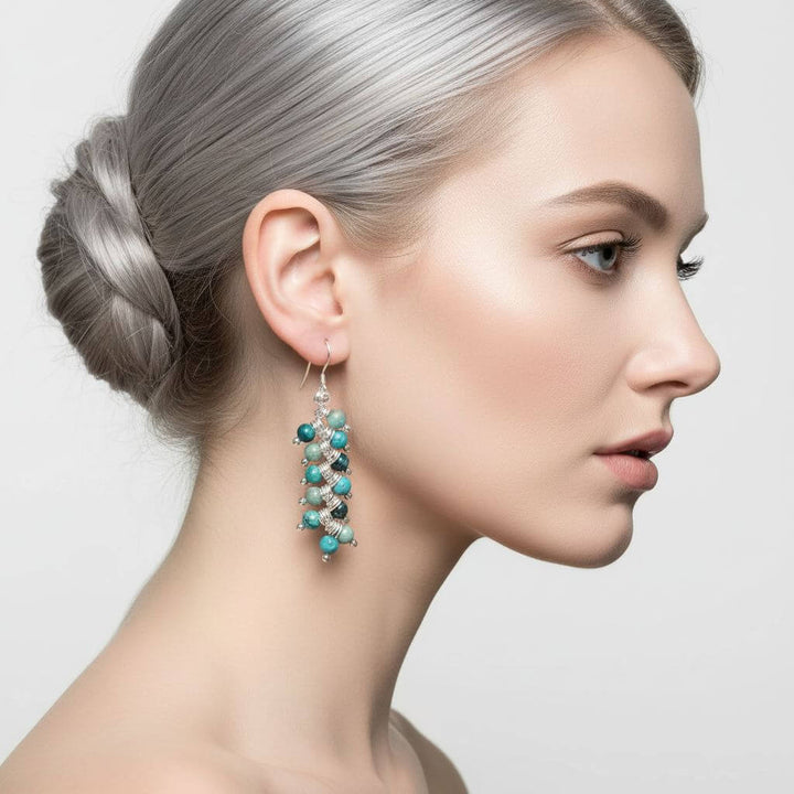 As Seen On TV Jane The Virgin Sterling Silver Turquoise Wire Wrapped Earrings