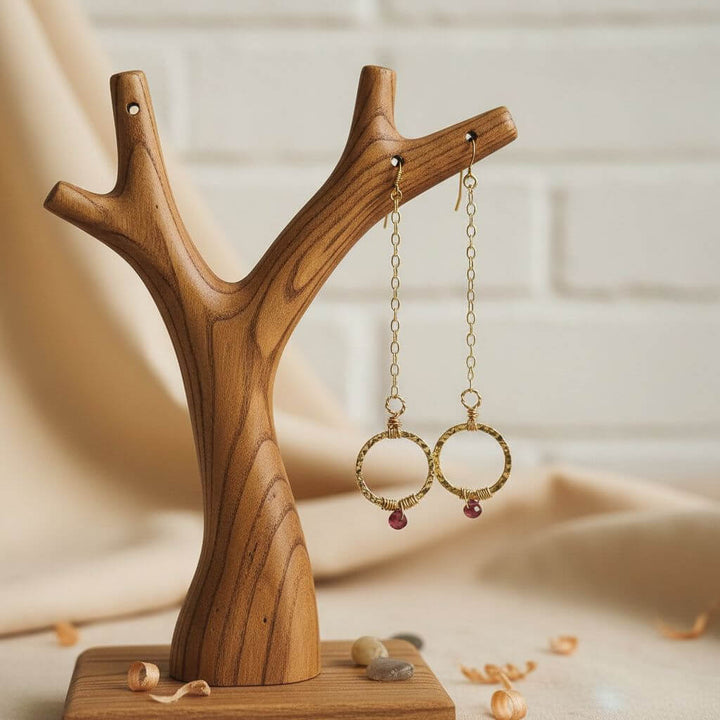 14 KT Gold Filled Wire Wrapped Pink Chalcedony Open Circle Earrings