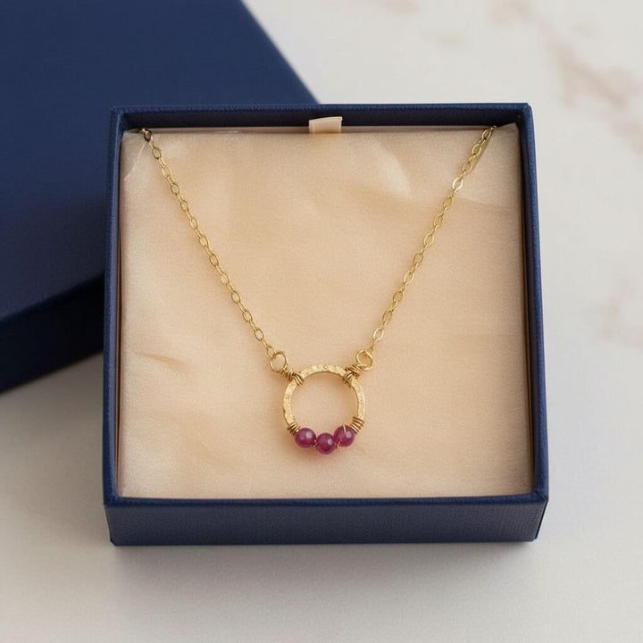 Gold Filled Pink Chalcedony Open Circle Necklace