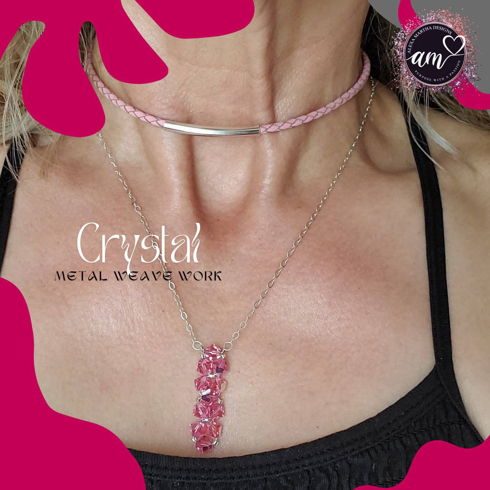 AMD2000 Pink Rock Candy Necklace Bolo Choker Ear Threader Bundle - Bundle - Alexa Martha Designs   