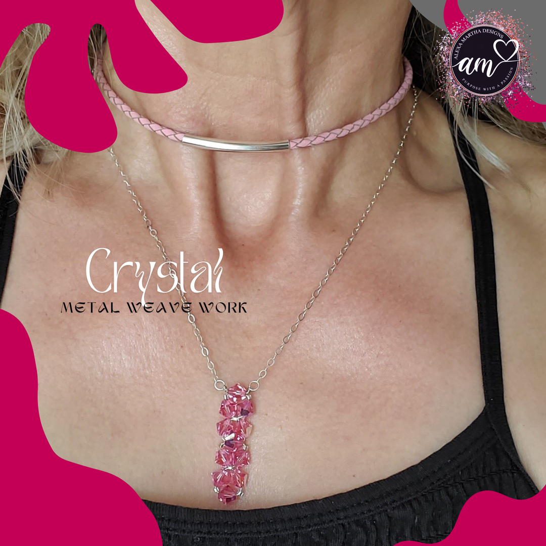 Pink Rock Candy Necklace Bolo Choker Ear Threader Bundle - Bundle - Alexa Martha Designs   